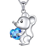 g Silver Blue Heart Rat Cute Animal Jewelry