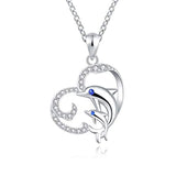 Good Luck Happy Dolphins Pendant Necklace