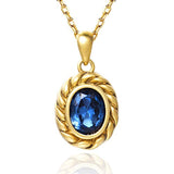 Silver Vintage Necklace with Royal Blue Cubic Zirconia