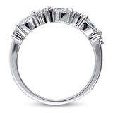 Rhodium Plated Sterling Silver Cubic Zirconia CZ Cluster Anniversary Promise Wedding Band