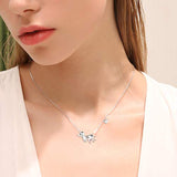 Mother Daughter Jewelry Dog 925 Sterling Silver Love Heart Pendant Necklace for Women Girls