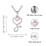 Medicine Stethoscope Necklace Sterling Silver Heartbeat EKG Pendant Necklace Nurse Physician Jewelry for Doctors Medical Science Student Gifts