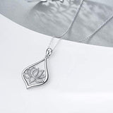 S925 Sterling Silver Lotus Pendant Necklace Jewelry for Women Teens Birthday Gift