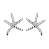 White CZ Sparkling Little Starfish Post Stud Earrings