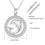 Dolphin Necklace for Women Girls 925 Sterling Silver Cute Circle Cubic Zirconia Dolphin Pendant Necklace