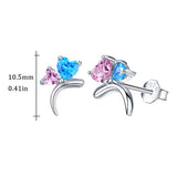 Delicate Butterfly Earrings for Women, 925 Sterling Silver Cubic Zircon Stud Earrings Jewelry Great Gifts for Wife Mom