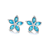  Silver Flower Stud Earrings Jewelry Gifts with Swarovski Crystals