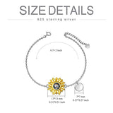 925 Sterling Silver Sunflower Bracelet Daisy Flower Jewelry You are My Sunshine Link Chain Gift for Women Mom