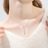 925 Sterling Silver Adjustable Heart-shaped Y Shaped Lariat Necklace for Women