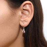 Rhodium Plated Sterling Silver Solitaire Leverback Anniversary Wedding Dangle Drop Earrings