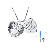 Silver Heart Angel Wings Cremation Jewelry Pendant Keepsake Urn Necklace