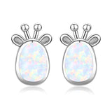 S925 Sterling Silver Cute giraffe Opal Stud Earrings  for Women