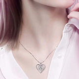 Heart Necklace- Cubic Zirconia Heart Necklaces for Women-  White Gold Plated Double Heart Pendant Necklace- Gifts Jewelry Necklaces for Women
