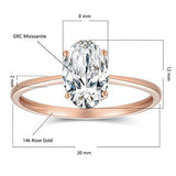 1.5 Carat Moissanite Oval Cut Forever Classic For Engagement Ring Solid Gold Plain Ring Band 14K Rose Gold Bridal Bands Stackable Brilliant Ring