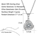 White Gold Plated 925 Sterling Silver Round brilliant Moissanite Pendant Necklace for Women