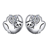 Cute Animal Sloth Heart Earrings