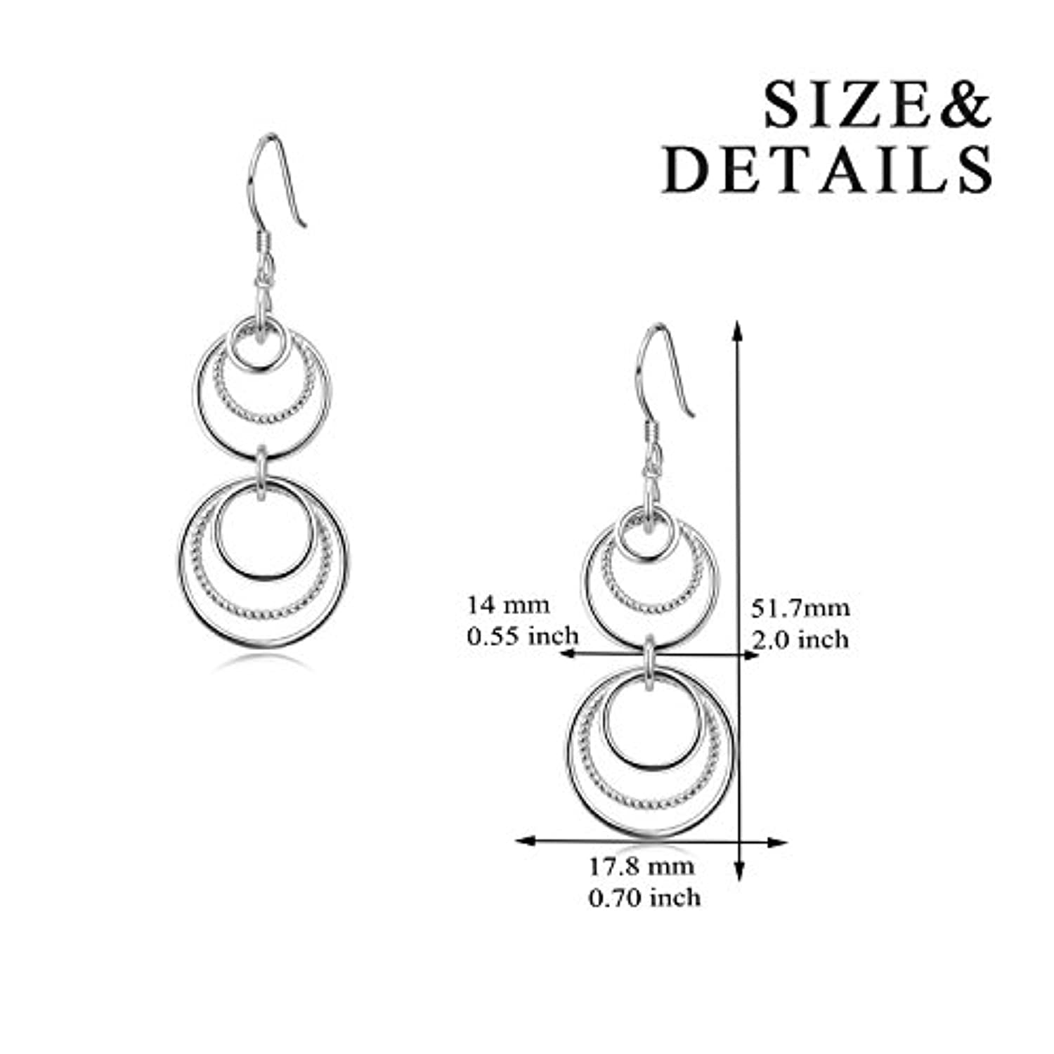Sterling Silver Infinity Circle Dangle Earrings Interlocking Hoops Drops Jewelry for Women Girls Mother's Day Birthday Gifts