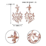 Women's 925 Sterling Silver CZ Butterfly Leaf Chandelier Drop Earrings Rose Gold-Tone