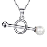 Silver Circle Single Pearl Pendant Necklace
