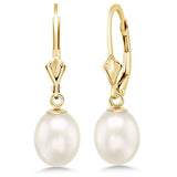 14K Pearl Dangle Drop Earrings