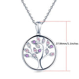 Silver Cubic Zirconia Tree of Life Pendant Necklace