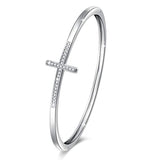 Crystal Bangle Bracelet For Women “Encounter of Love“ 7 Inches White Gold Plated Charm Bracelets Jewelry