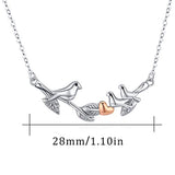 925 Sterling Silver Three Birds on Branch Three Generations Necklace Love Heart Jewelry Family Necklace for Mother