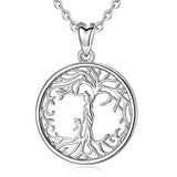 Silver CZ tree of life-mother and kids Necklace