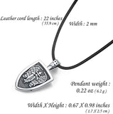 Shield Necklace for Men, Guys 925 Sterling Silver Strength Pendant, Male Leather Protect Me Amulet Couple necklace Jewelry for Women