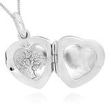 925 Sterling Silver Tree of Life Heart Locket Necklace, 18