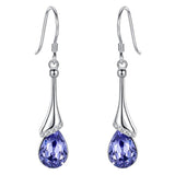 925 Sterling Silver CZ Elegant Teardrop Chandelier Hook Dangle Earrings Adorned with crystals