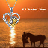 Horse  Heart Pendant Necklace,Forever Love Animals  Heart Jewelry Great for Mom Daughter Wife