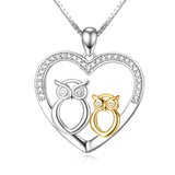 Fashionable Chain Rhodium And Gold Plating Mother And Child Owl Necklace