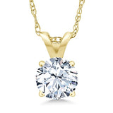 14K Gold White Created Sapphire Pendant Necklace