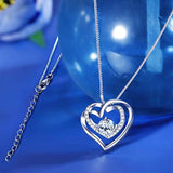 Heart Necklace - White Gold Plated Sterling Silver Heart Pendant Necklace - Intertwined Heart Necklace -  Cubic Zirconia Gift Jewelry Necklaces for Women