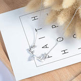 S925 Sterling Silver  Deer Antler Necklace Pendant with CZ Animal Jewelry for Women
