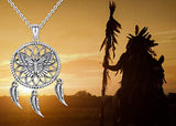Native American Jewelry 925 Sterling Silver Butterfly Dream Catcher Necklace for Women