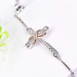 Cross Bracelet 925 Sterling Silver Infinity Sideways Bracelet Religious Jewelry Christian Baptism Gift