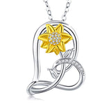 Silver CZ Sunflower Necklace 