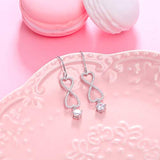 925 Sterling Silver Double Heart Love Infinity Drop Dangle Earrings for Women Teen Girls Girlfriend Gifts