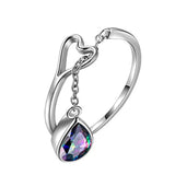 Mysitc Rainbow Topaz Jewelry Women 925 Sterling Silver Rainbow Topaz Rings Girls Dating Gift