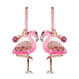 Silver Flamingo Drop Earrings