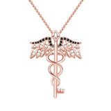 Silver Angel Key Pendant Necklace