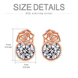 Rose Flower S925 Sterling Silver Gold Plated White Crystal Stud Earrings Jewelry Birthday Gifts for Women Teen Girls