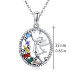 Fairy Necklace for Women Girls,925 Sterling Silver Fairy Pendant Necklace Cubic Zirconia Colorful Pendant Jewelry Gift for Mom/Wife/Daughter/Grandma/Girlfriend