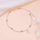 S925 Sterling Silver Paw Anklet for Women Girl Boho Beach Adjustable Foot Anklet Jewelry Birthday Gift