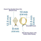 14Kt Yellow Gold Plated Sterling Silver CZ Cubic Zirconia Cute Flower Small Tiny Mini Hinged Huggie Cartilage Hoop Earrings For Women Girls, Size 1/2 inch