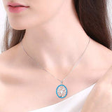Sterling Silver Opal Tree of Life Necklace for  Women Teens Girls