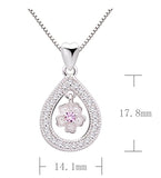 Sterling Silver Endless Love Cubic Zirconia Flower Pendant Necklace