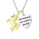 Silver Unicorn Pendant Necklace